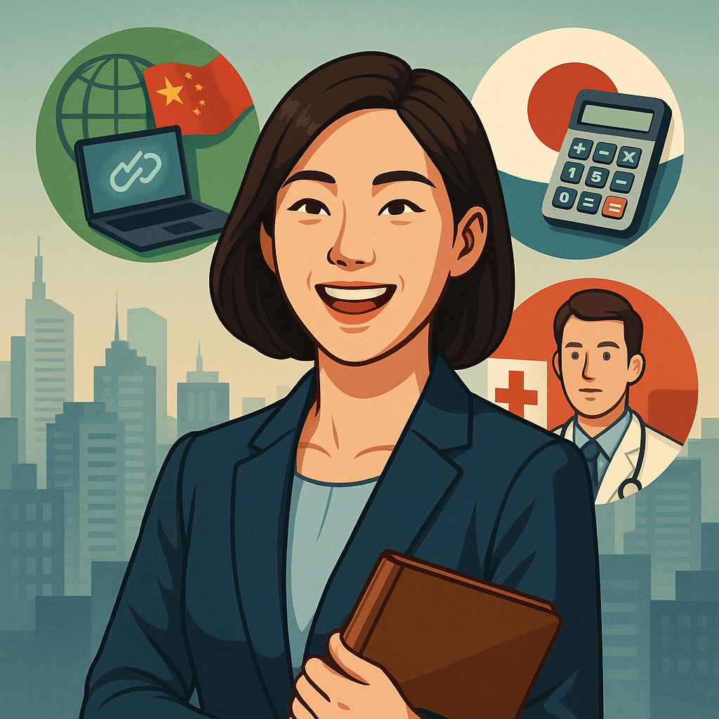 a woman smiling with a book in her hand