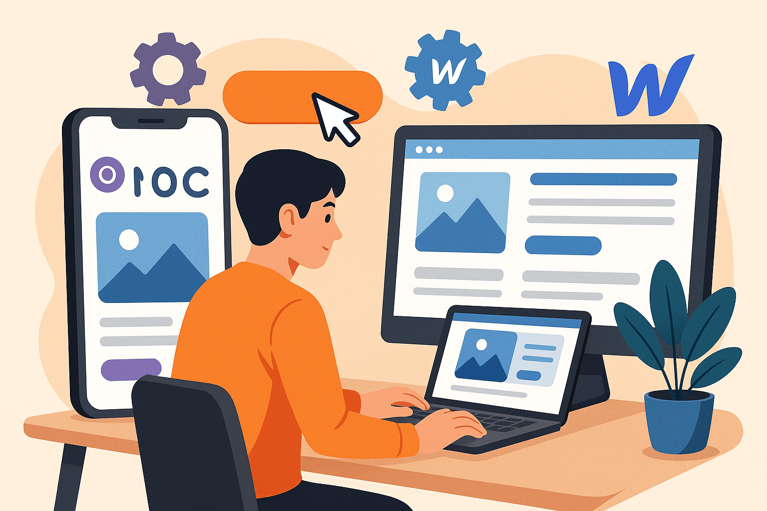 a man sitting at a desk with a laptop and a phone