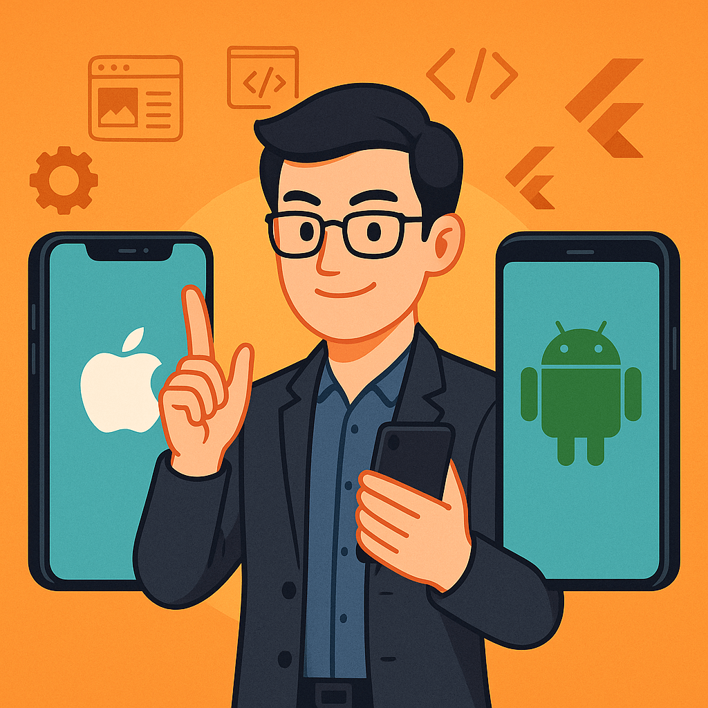 a cartoon of a man holding a phone