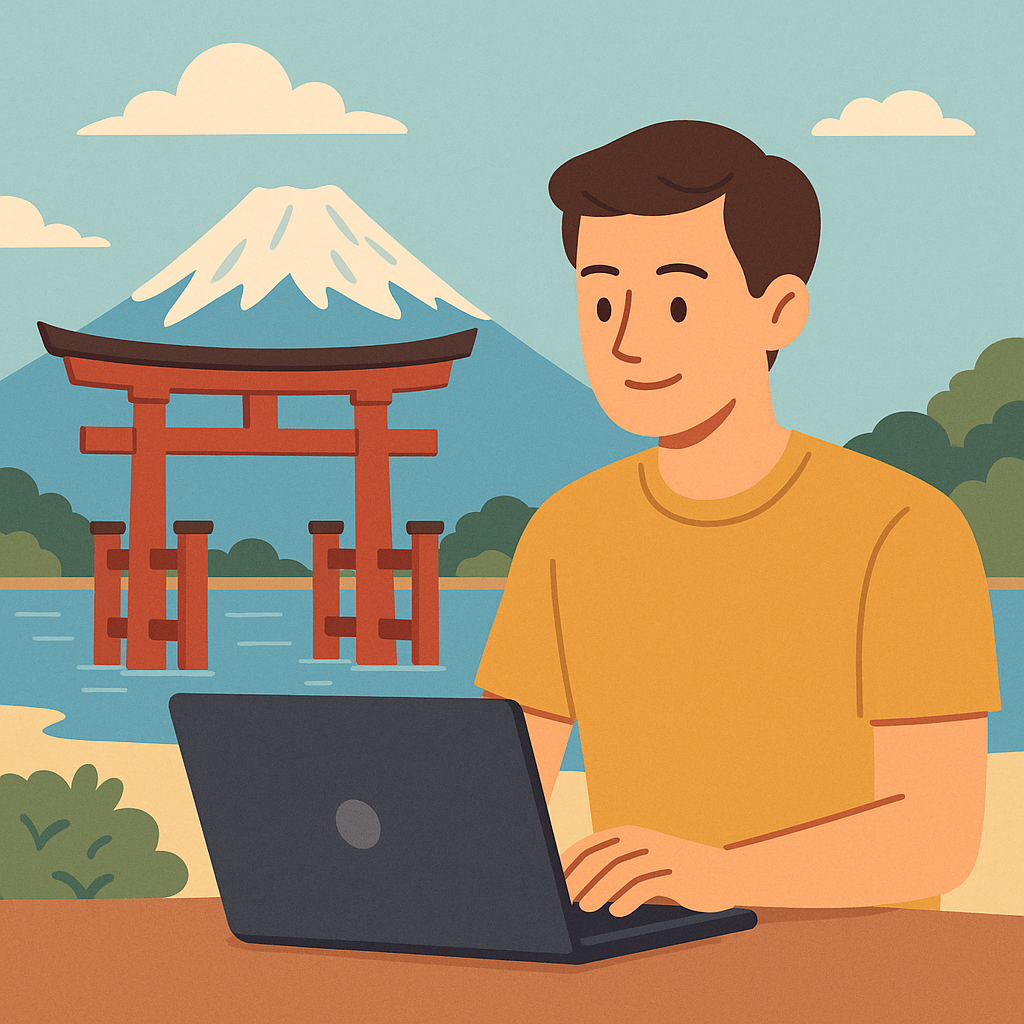 a man sitting at a table with a laptop