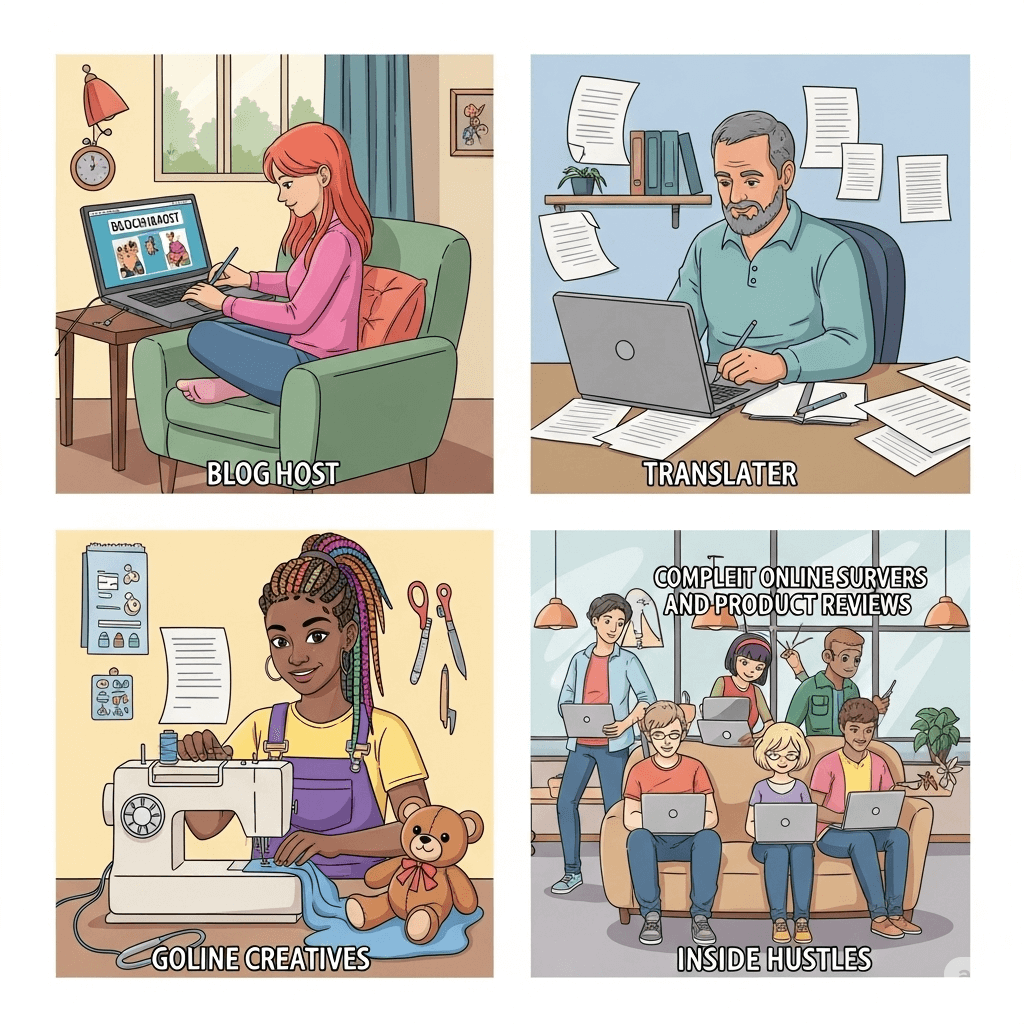 a collage of people working on laptops