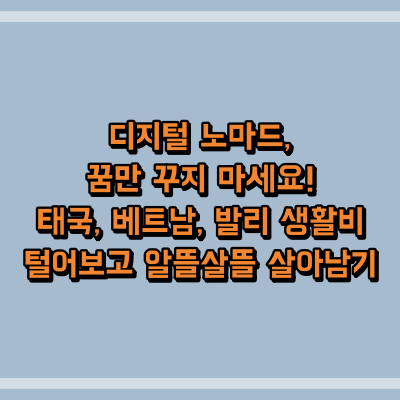 디지털 노마드, 꿈만 꾸지 마세요! 태국, 베트남, 발리 생활비 털어보고 알뜰살뜰 살아남기