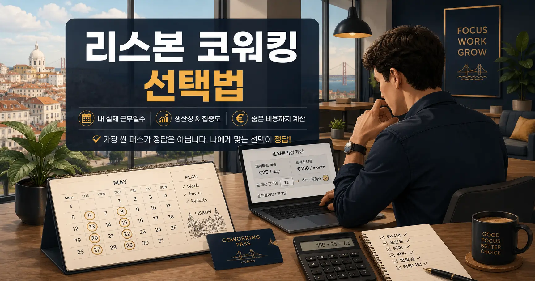 리스본 디지털 노마드 코워킹 -싼 이용권보다 맞는 이용권이 남습니다 3 리스본 코워킹 1일권 월권 비교