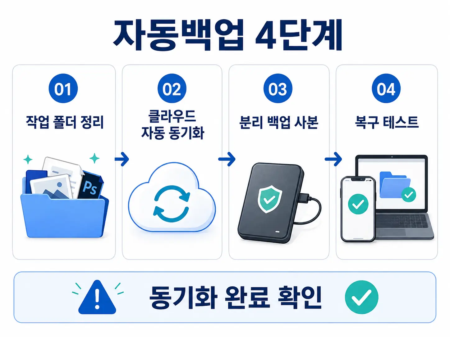 발리 프리랜서 디자이너 노트북 도난 대비클라우드 자동백업 세팅법 4 발리에서 노트북을 이동하기 전 클라우드 동기화 완료 여부를 확인하고 다른 기기에서 최신 작업 파일의 복구 가능성을 점검하는 장면