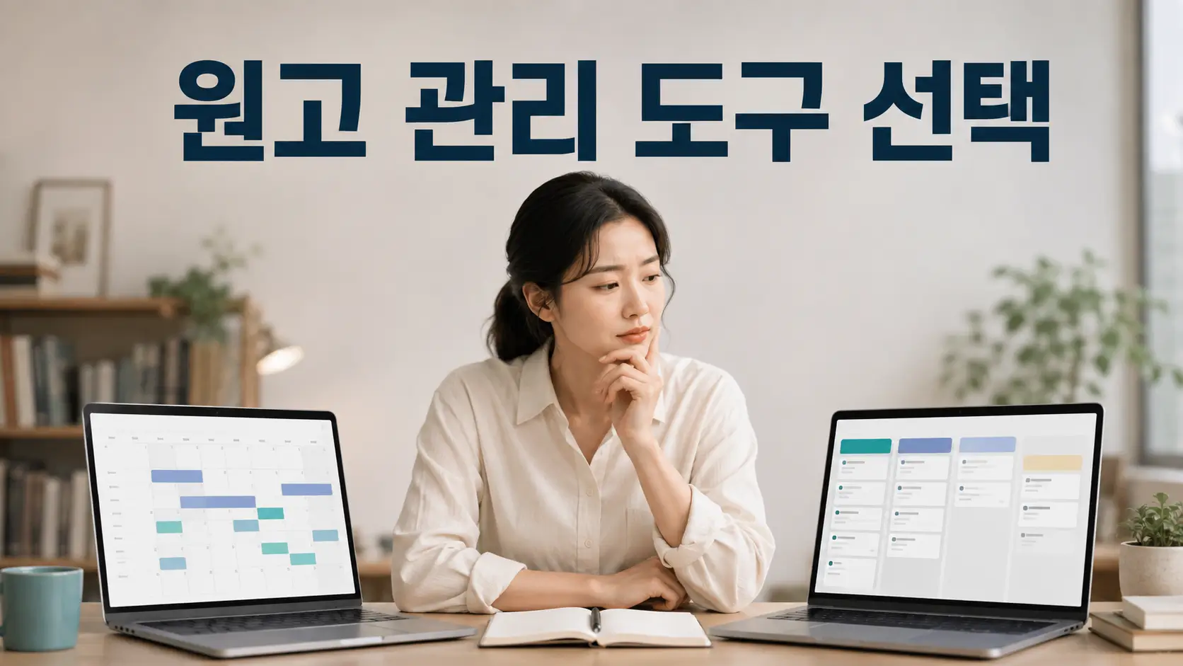 원고 마감 관리를 위해 캘린더와 프로젝트 관리 보드를 비교하며 적합한 도구를 선택하는 작가